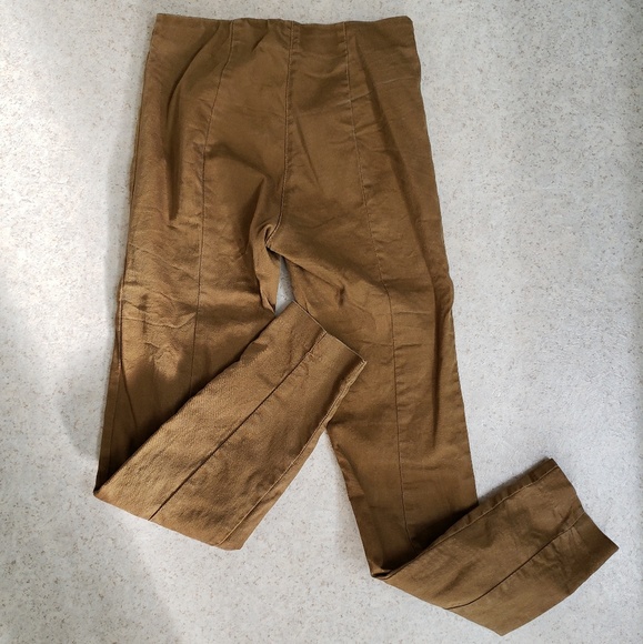 H&M camel pull-on pants jeggings with ankle slit - Picture 2 of 6